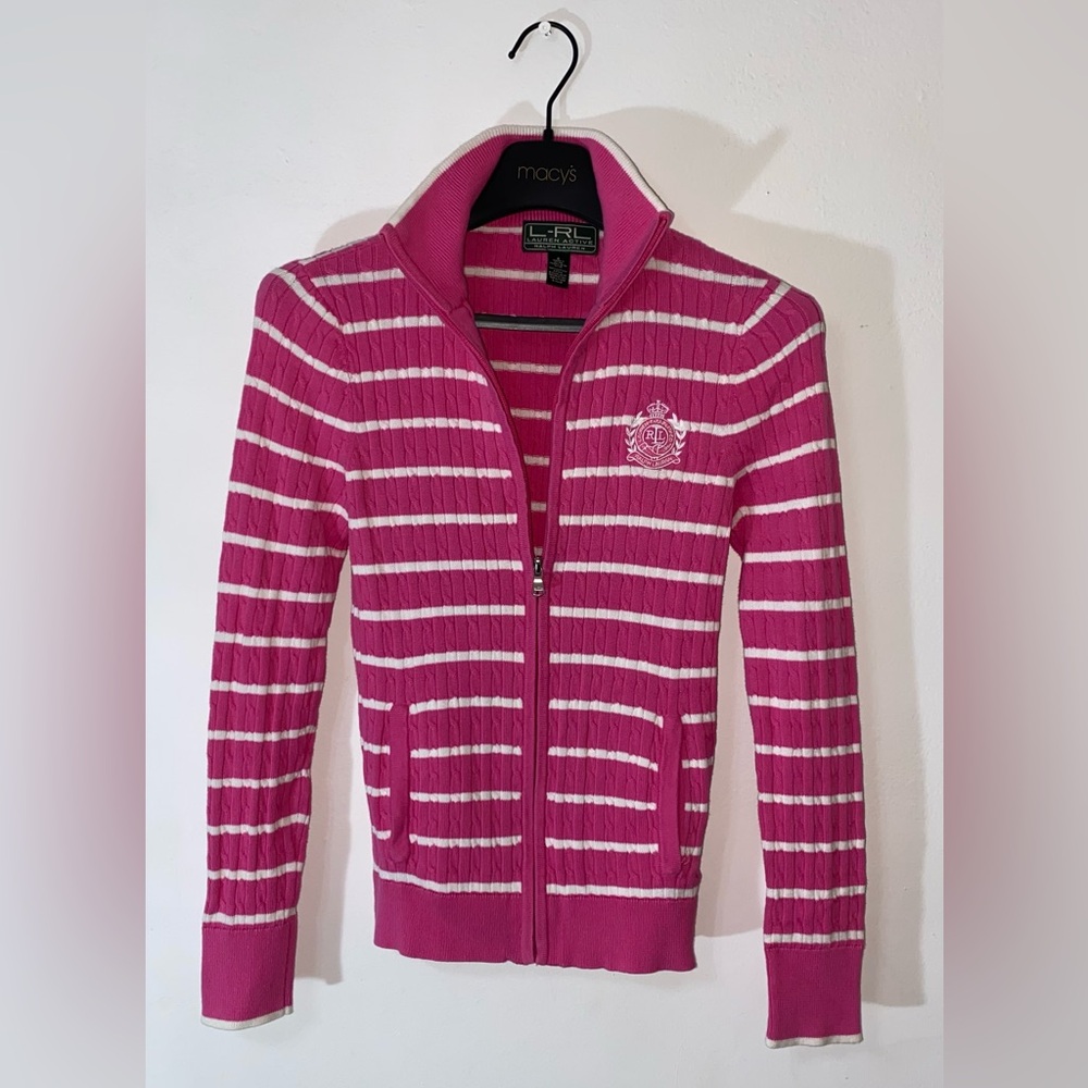 Lauren Ralph Lauren Sweater Jacket Full Zip Pink LRL